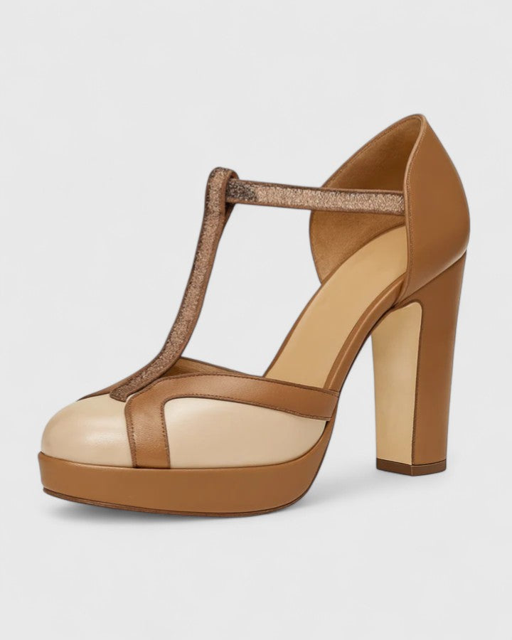 Evangeline | T-Strap Block Heels
