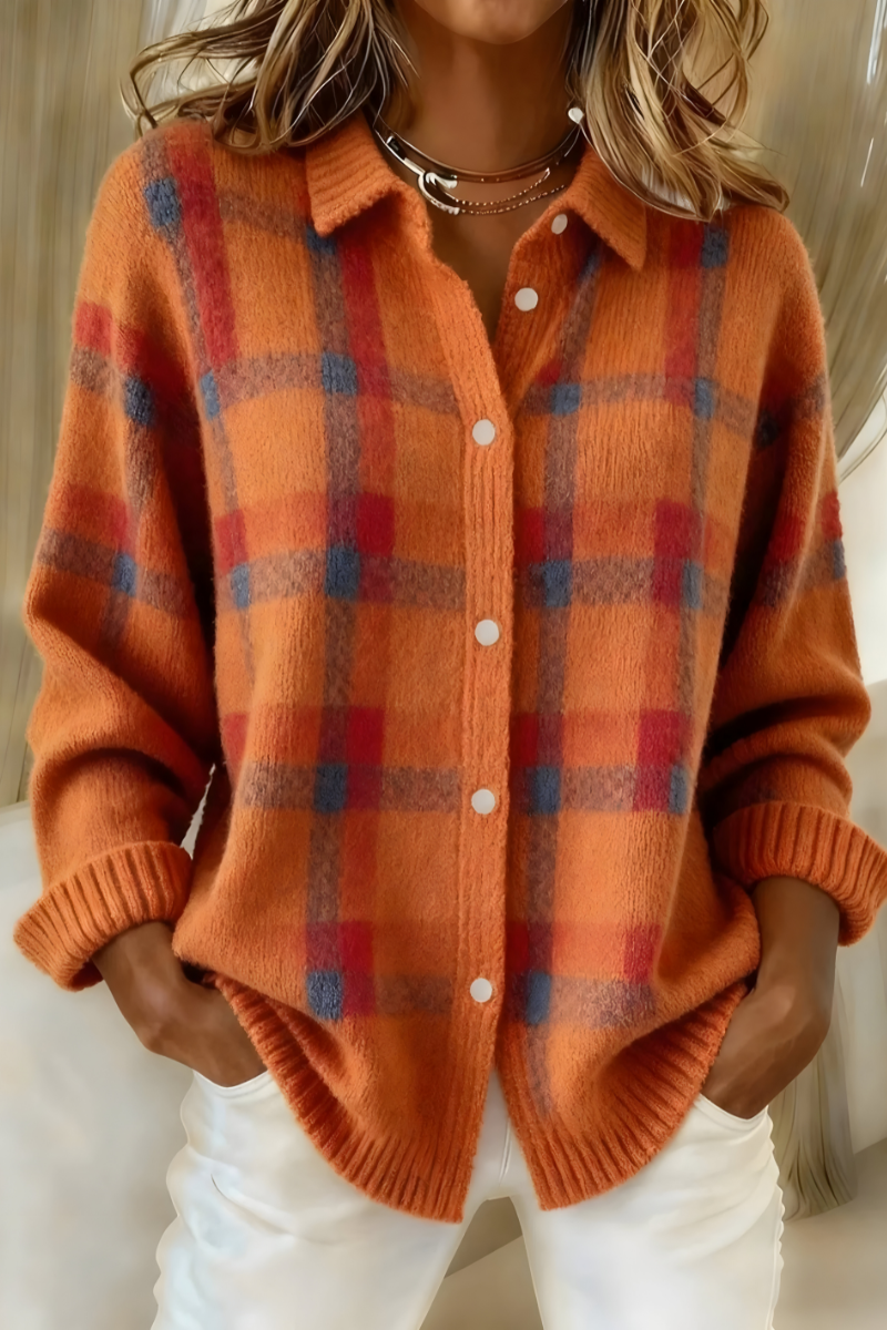 Nina | Oversized Check Knit Cardigan