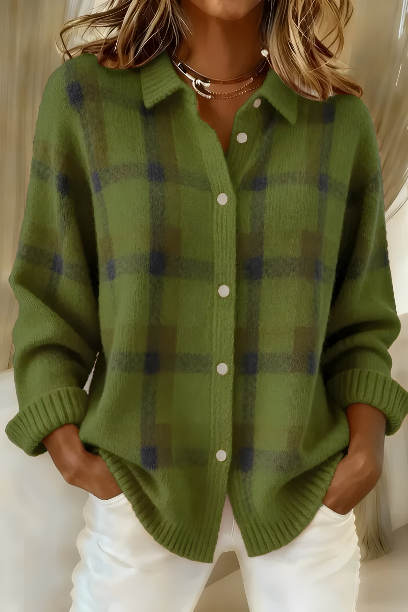 Nina | Oversized Check Knit Cardigan