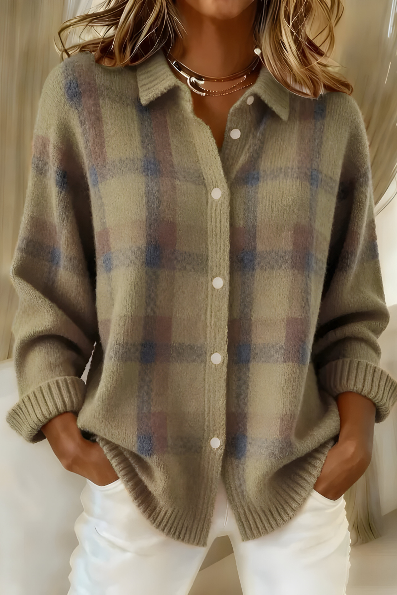 Nina | Oversized Check Knit Cardigan