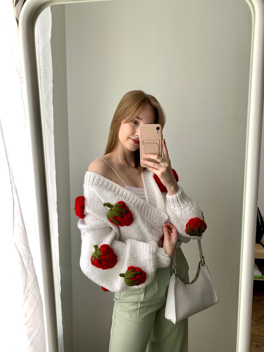 Amara | Strawberry Knit Cardigan