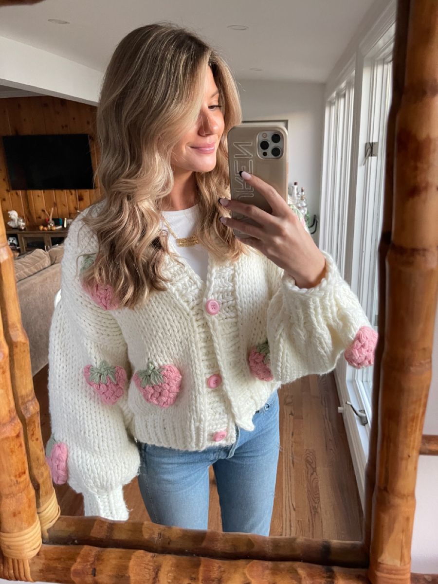 Amara | Strawberry Knit Cardigan