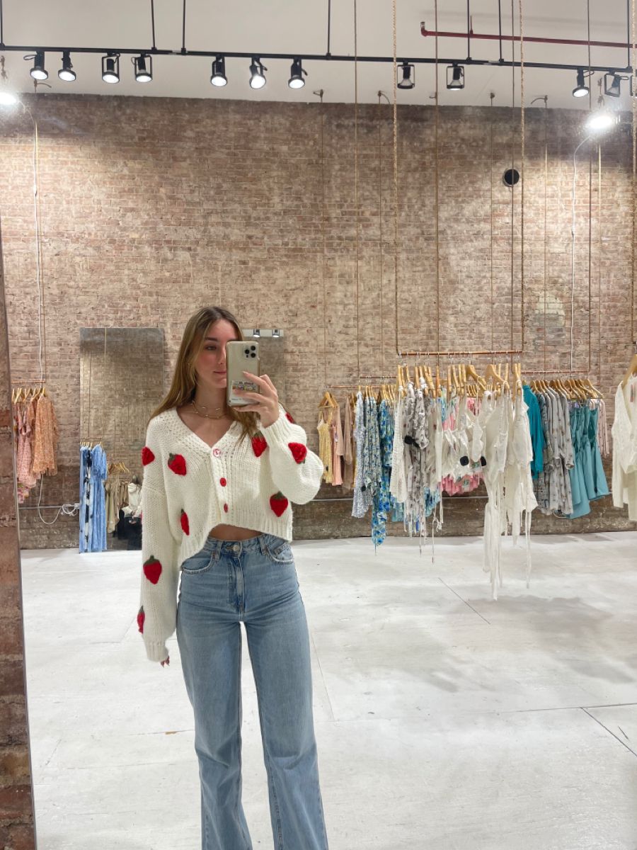 Amara | Strawberry Knit Cardigan