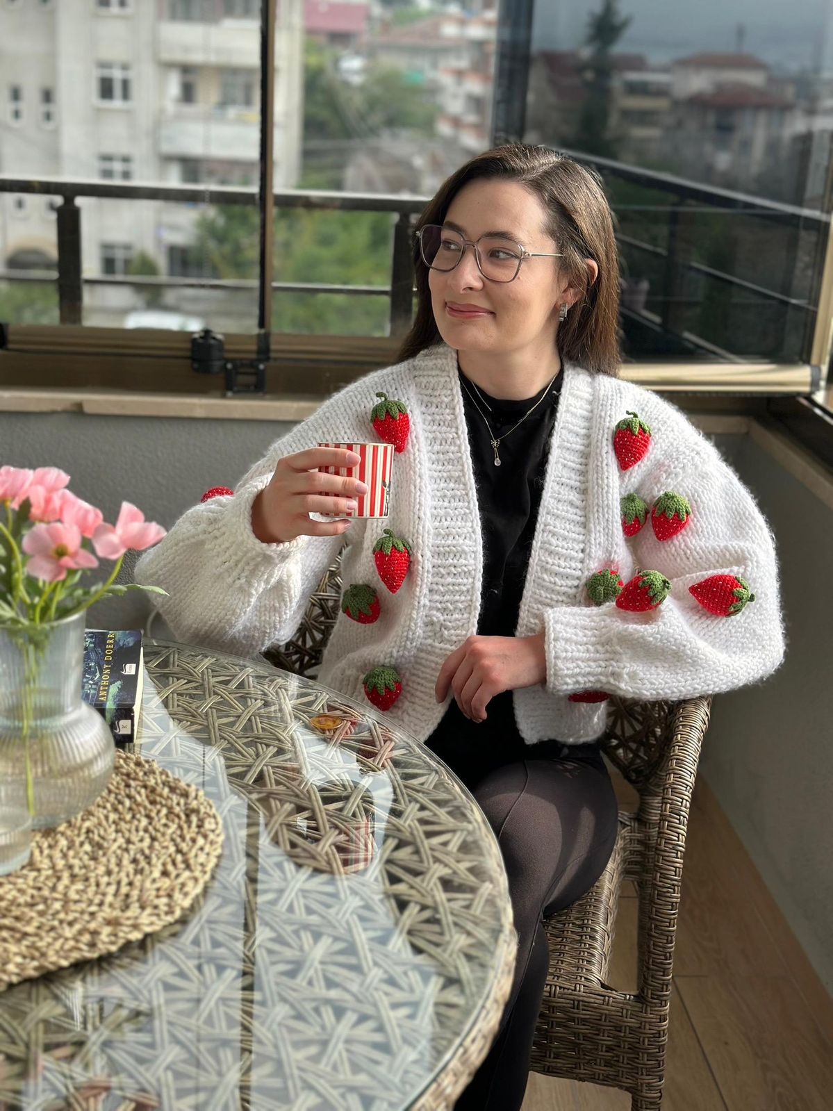 Amara | Strawberry Knit Cardigan