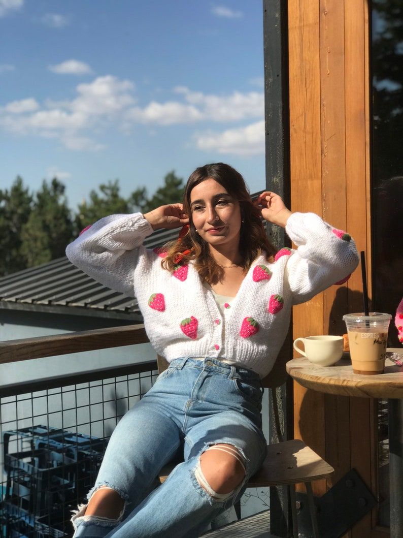 Amara | Strawberry Knit Cardigan