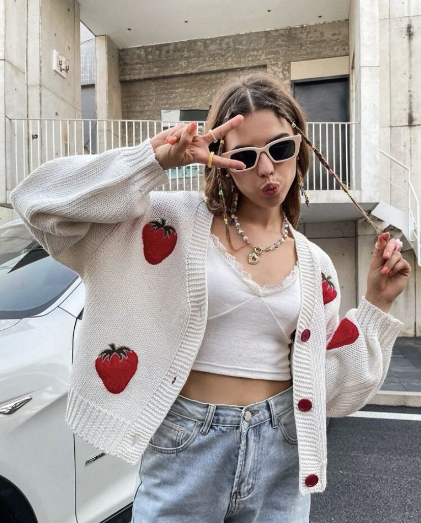 Amara | Strawberry Knit Cardigan