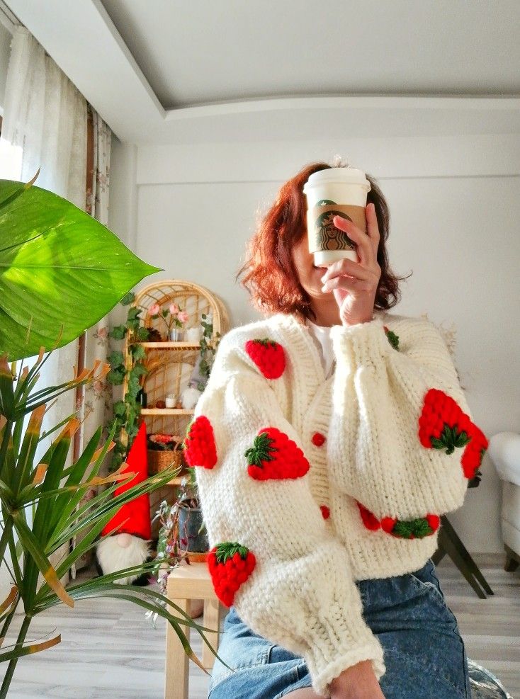 Amara | Strawberry Knit Cardigan