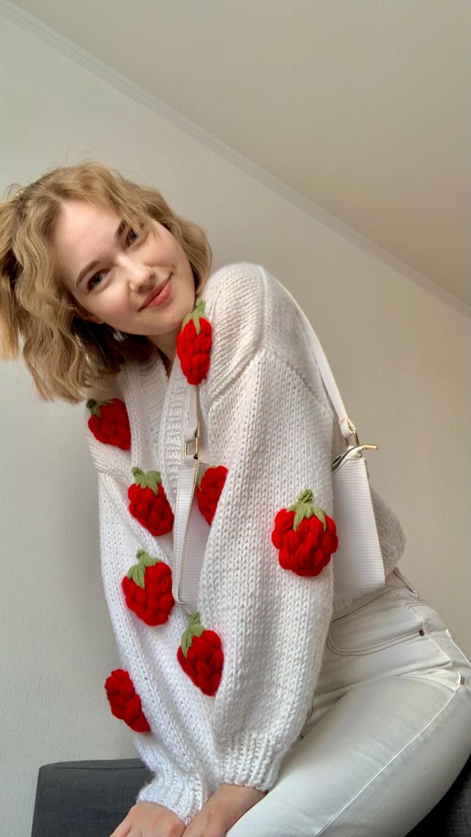 Amara | Strawberry Knit Cardigan