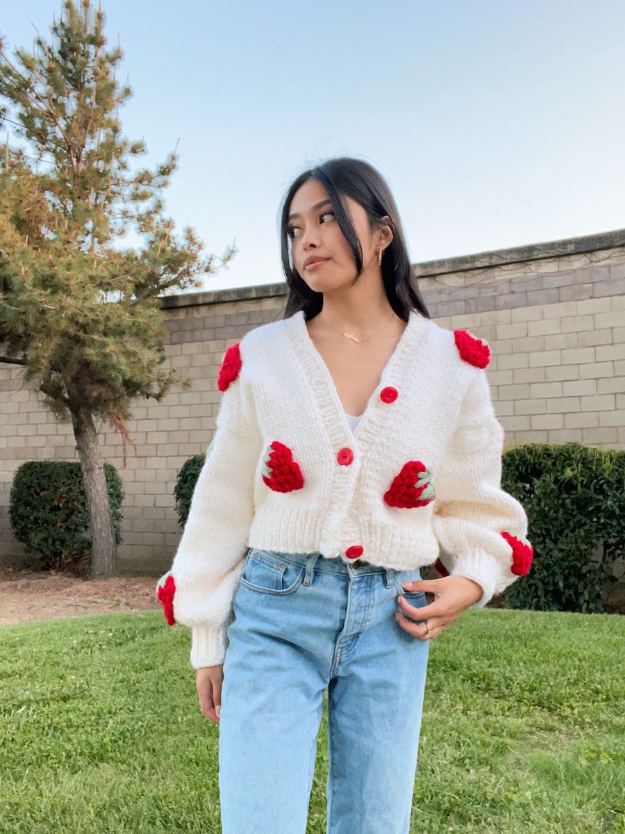 Amara | Strawberry Knit Cardigan