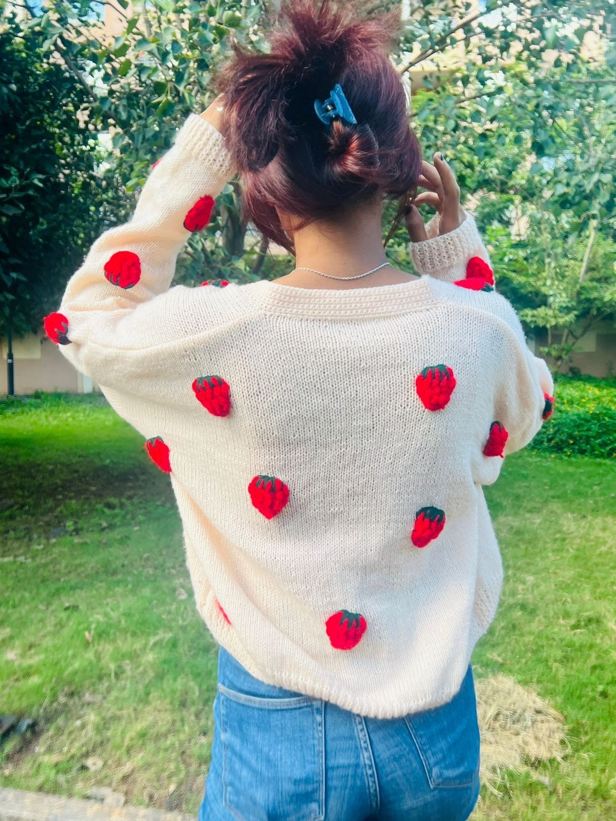 Amara | Strawberry Knit Cardigan