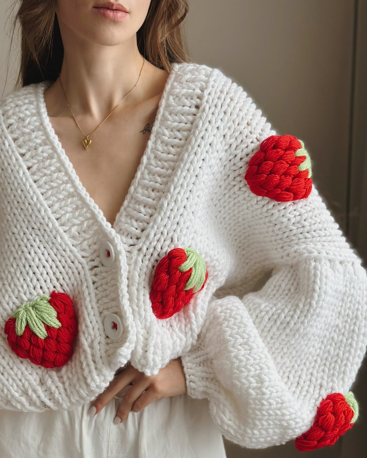 Amara | Strawberry Knit Cardigan