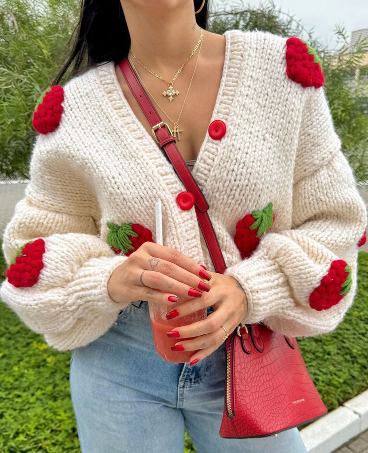 Amara | Strawberry Knit Cardigan