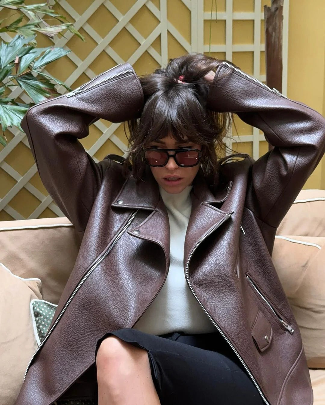 Arielle | Grained Moto Jacket