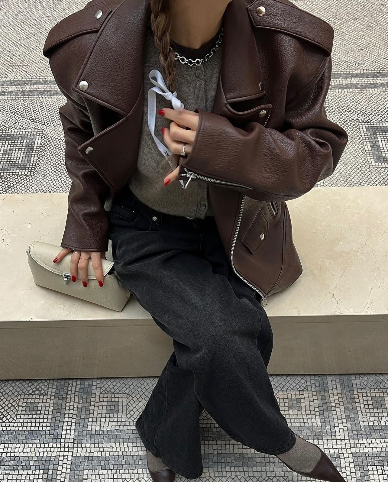 Arielle | Grained Moto Jacket