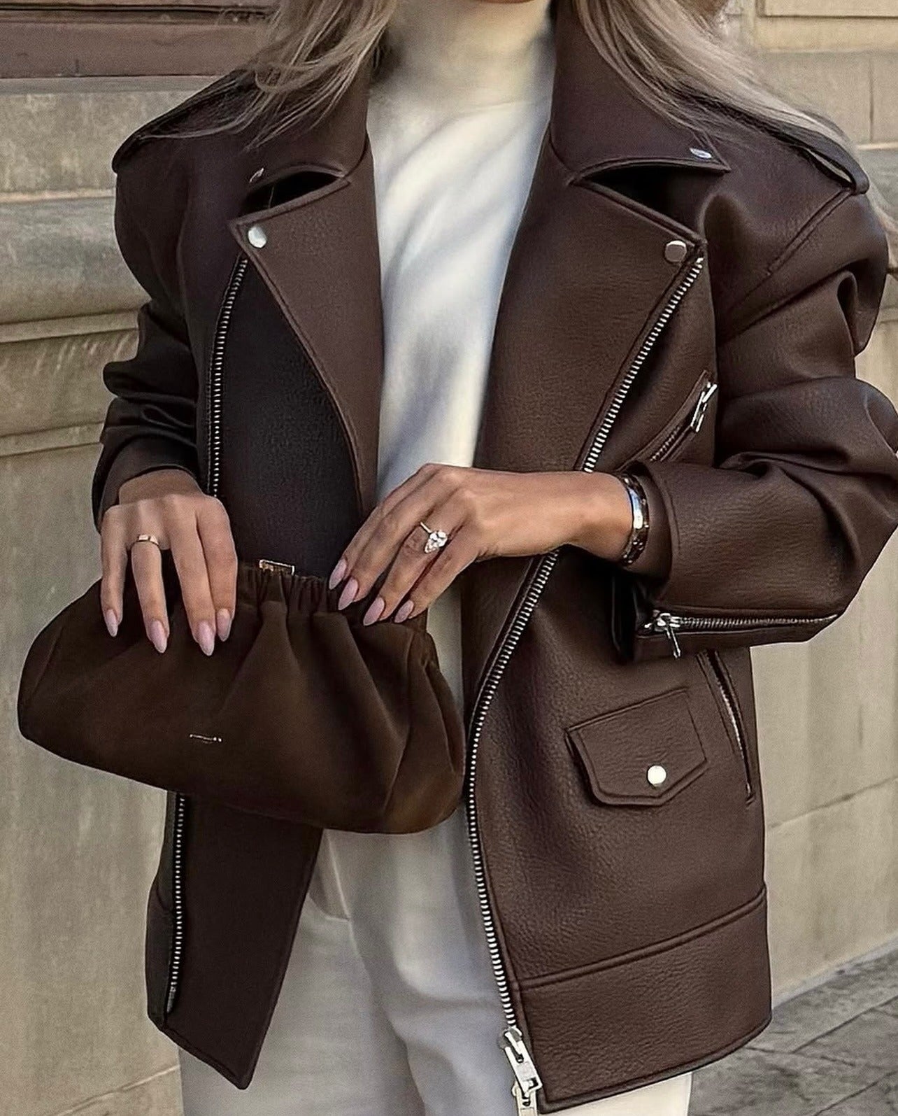 Arielle | Grained Moto Jacket