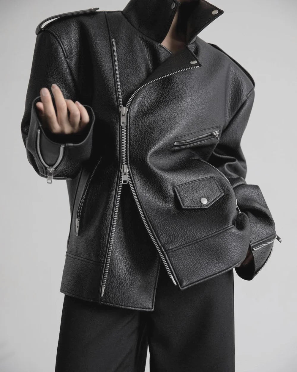 Arielle | Grained Moto Jacket