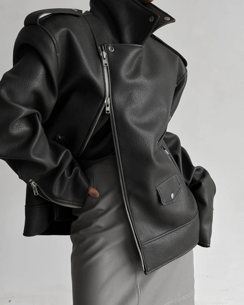 Arielle | Grained Moto Jacket