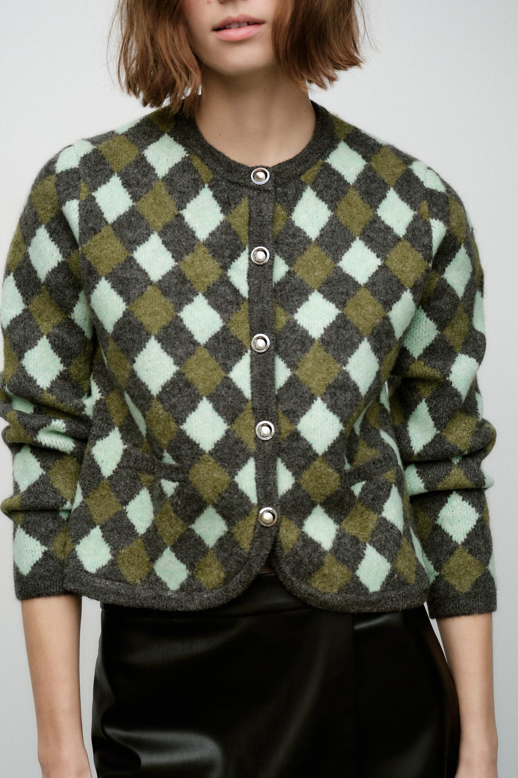 Zeni | Check Knit Cardigan