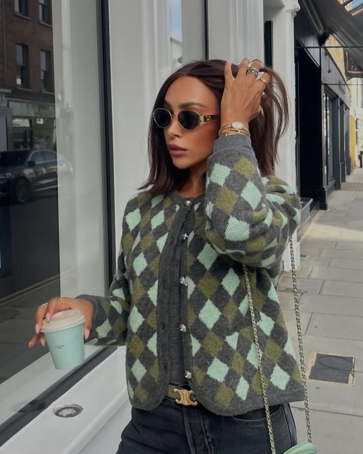 Zeni | Check Knit Cardigan