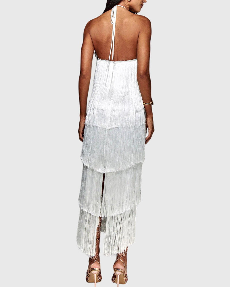 Serena | Fringed Halter Dress