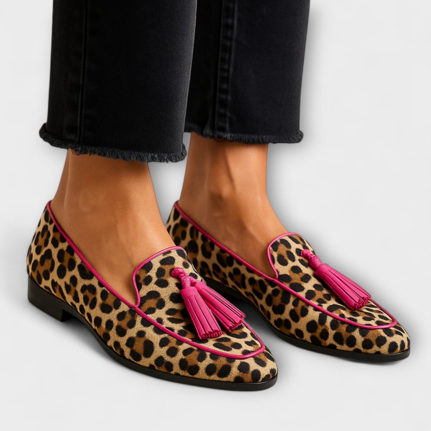 Lana | Fringed Animal Print Loafers