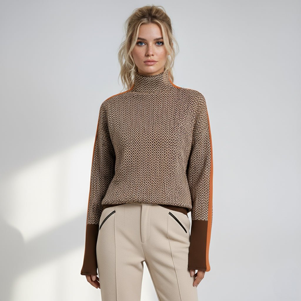 Sophia | Striped Contrast Turtleneck