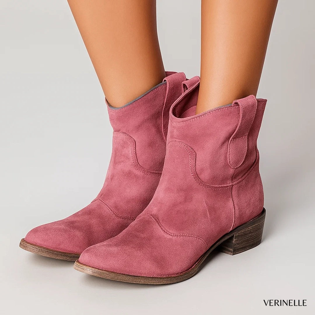 Zara | Suede Western Ankle Boots