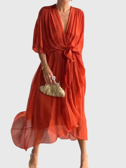 Arabella | Flowing V-Neck Midi Dress