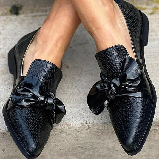 Gabrielle | Bow-Detail Patent Loafers