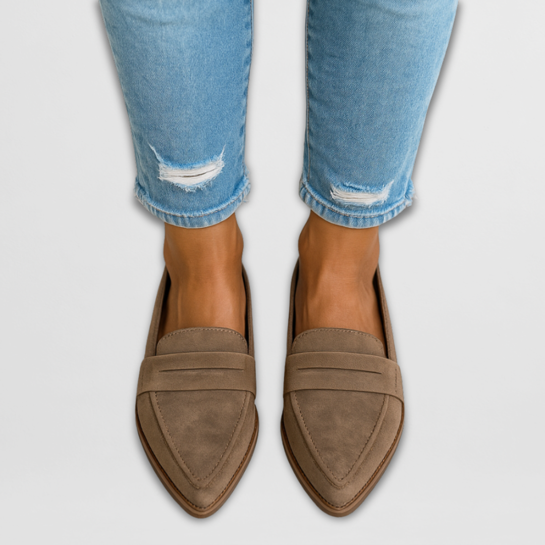 Evangeline | Pointed Suede Loafers