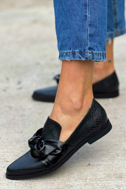 Gabrielle | Bow-Detail Patent Loafers