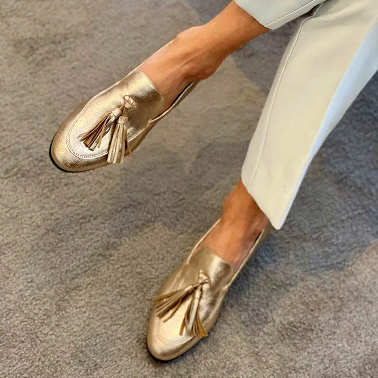 Camille | Golden Tassel Loafers