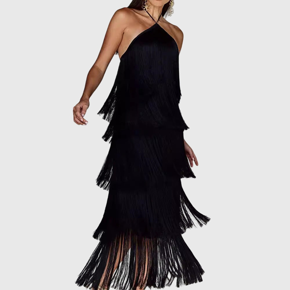 Serena | Fringed Halter Dress
