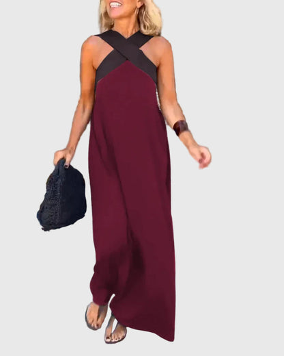 Celeste | Crossover Halter Maxi Dress