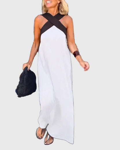 Celeste | Crossover Halter Maxi Dress