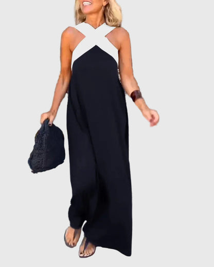 Celeste | Crossover Halter Maxi Dress