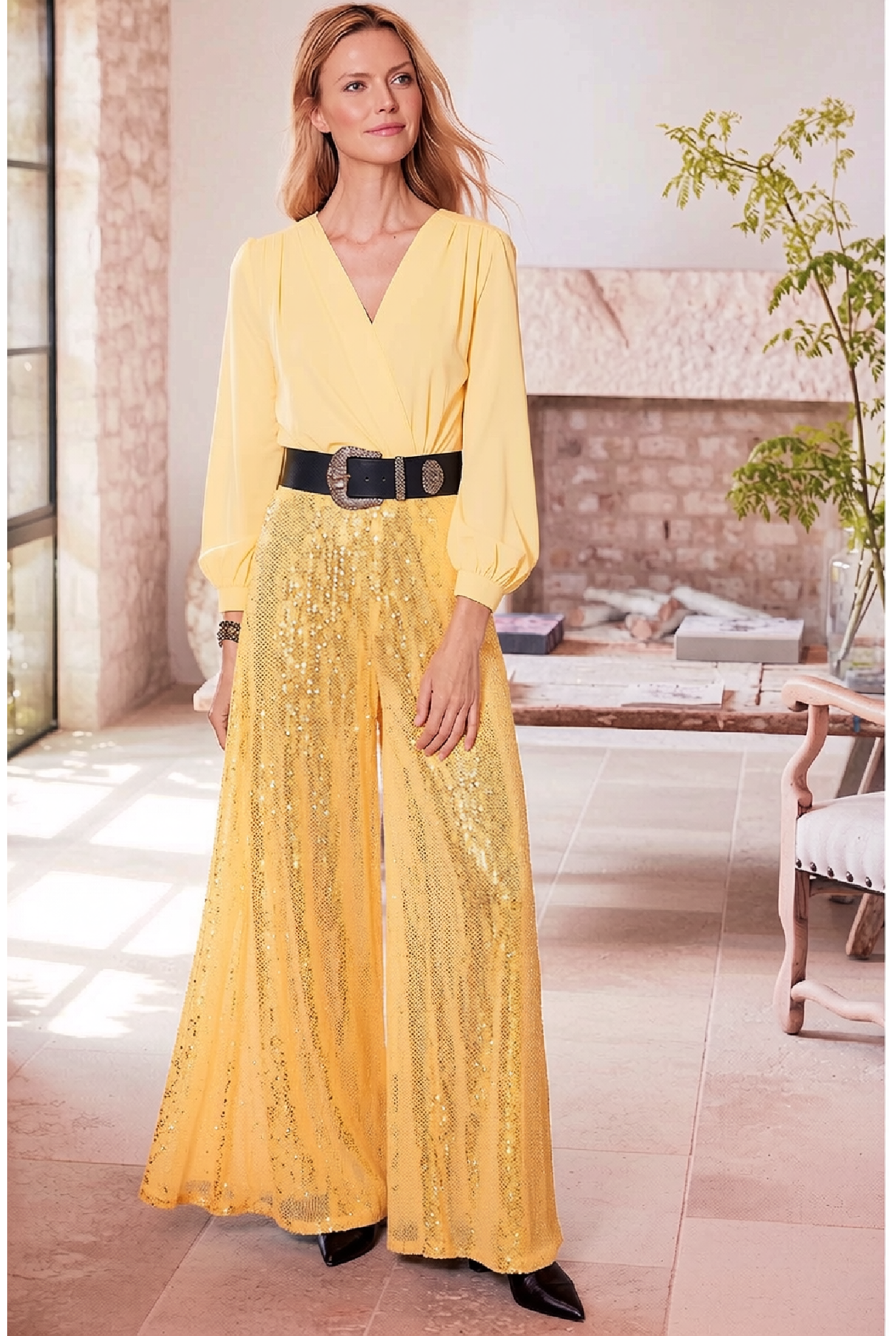 Evangeline | Sequined Wide-Leg Jumpsuit