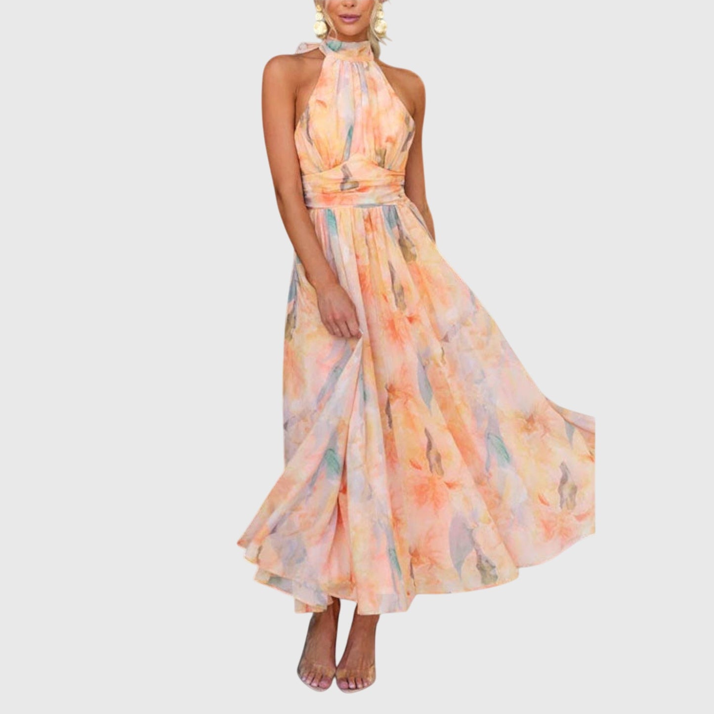 Sophia | Halterneck Watercolor Maxi