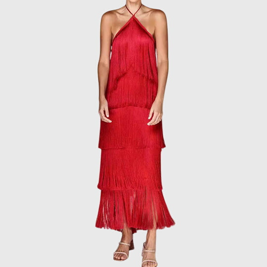Delphine | Fringed Halter Dress