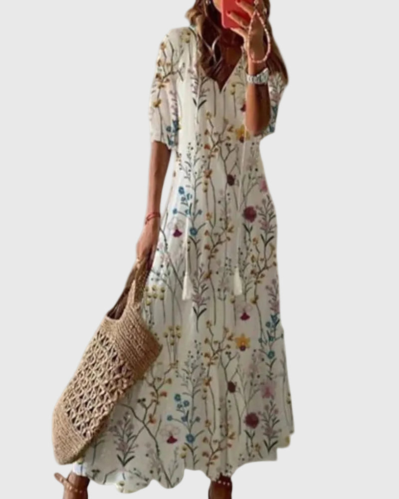 Delilah | Bohemian V-Neck Maxi Dress