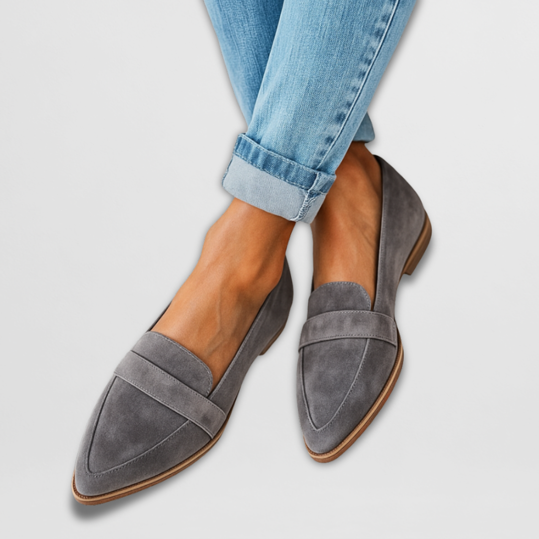 Evangeline | Pointed Suede Loafers