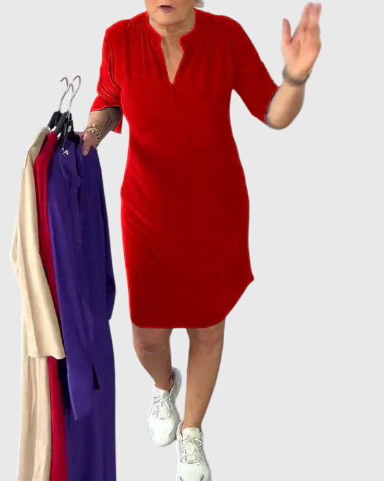 Annika | V-Neck Midi Dress