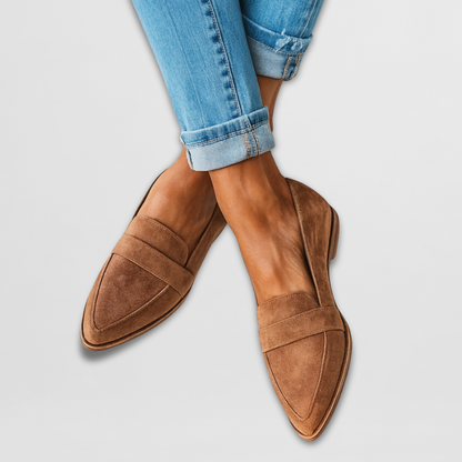 Evangeline | Pointed Suede Loafers