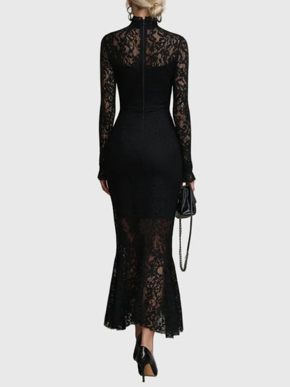 Valentina | Lace-Textured Fishtail Maxi Dress