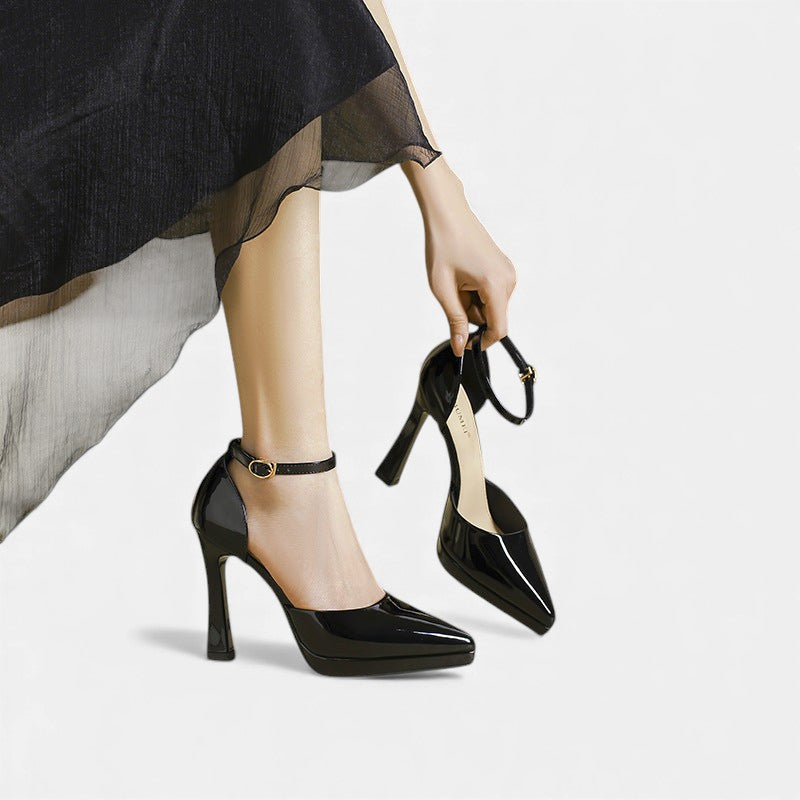 Gabrielle | Pointed Leather Ankle-Strap Pumps