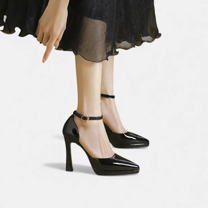 Gabrielle | Pointed Leather Ankle-Strap Pumps