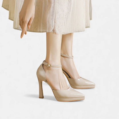 Gabrielle | Pointed Leather Ankle-Strap Pumps