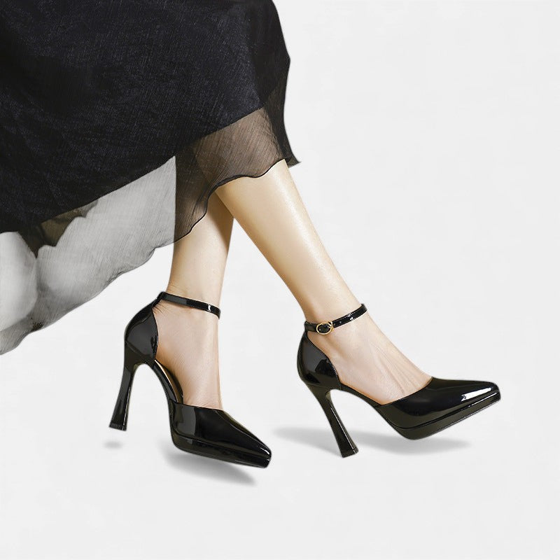 Gabrielle | Pointed Leather Ankle-Strap Pumps