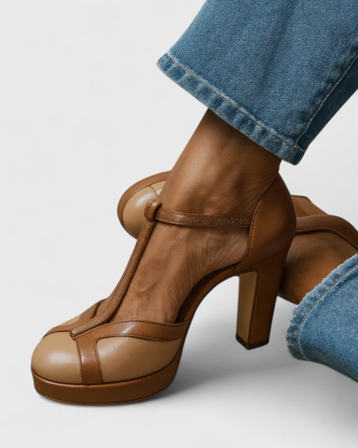 Evangeline | T-Strap Block Heels