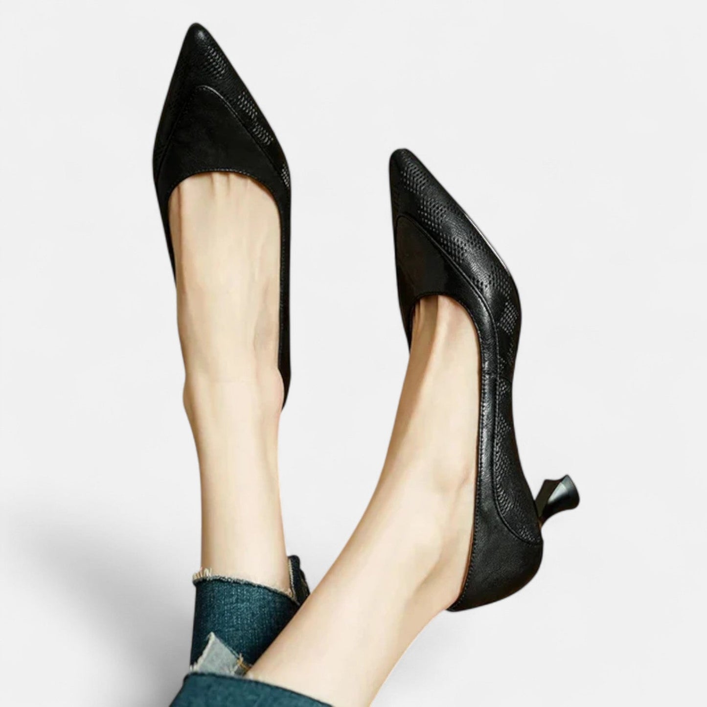 Cordelia | Embossed Leather Pointed Heels